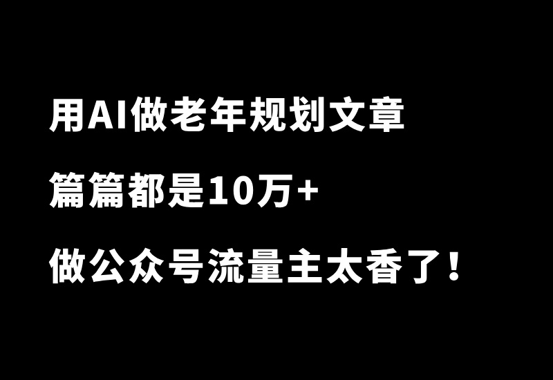 用AI做老年规划文章，篇篇都是10万+！做公众号流量主太香了！-小懒资源