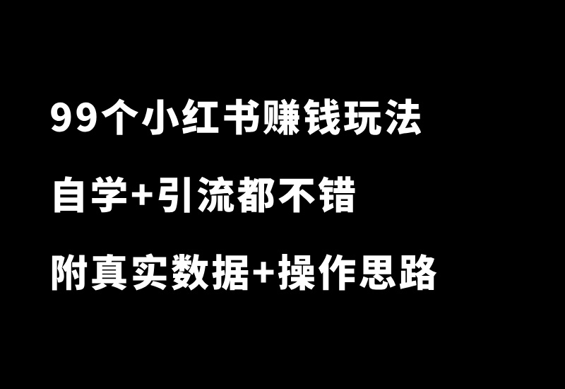99个小红书虚拟赚钱玩法【引流必备】-小懒资源