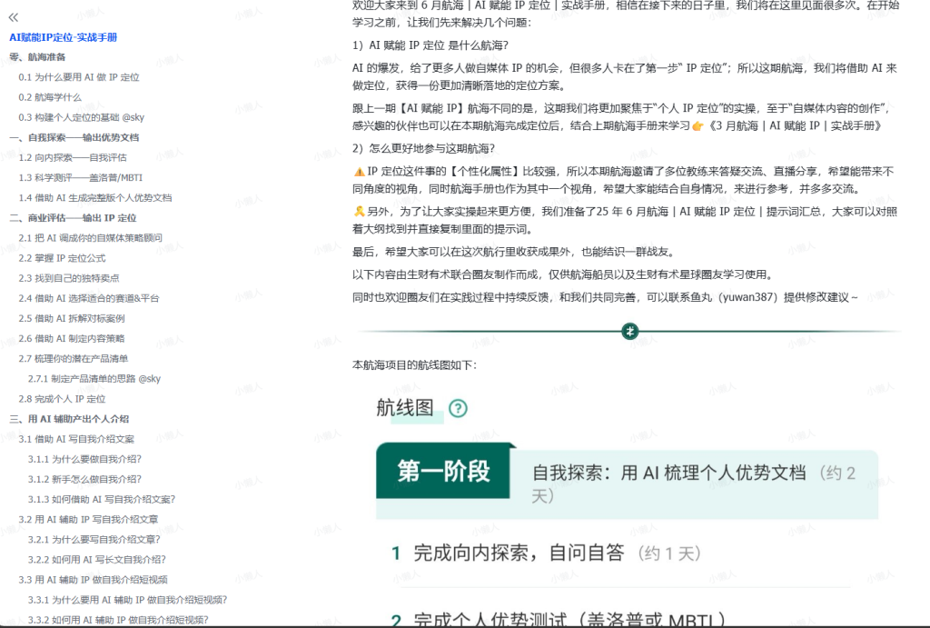 图片[1]-笙财·25年6月大航海实战 | AI 赋能 IP 定位 实战手册-小懒资源